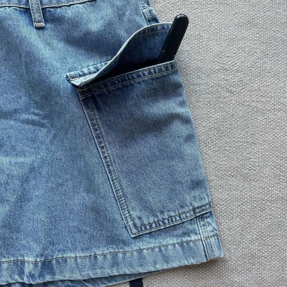 NWT Princess Polly Zakai Cargo Denim Mini Skirt Light Blue Size‎ 14 - Picture 3 of 6
